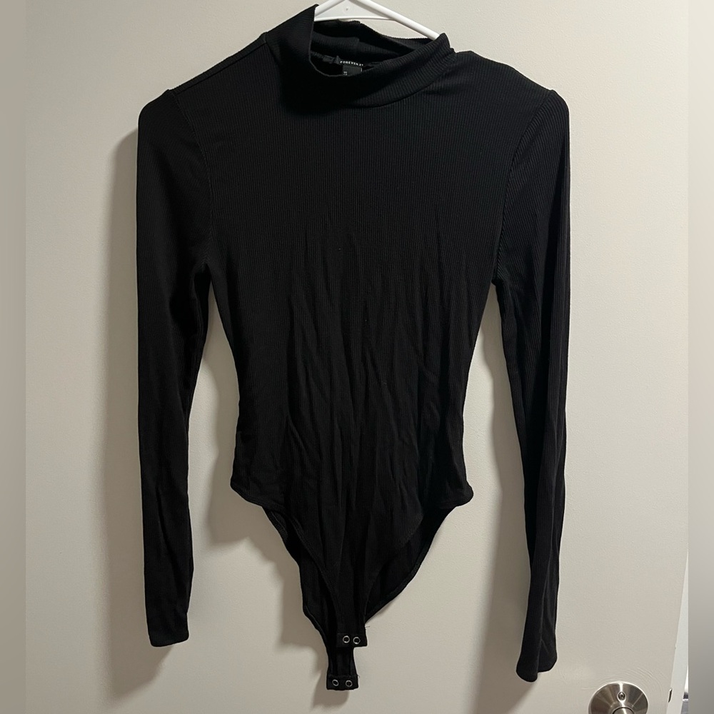 Black Ribbed Bodysuit
